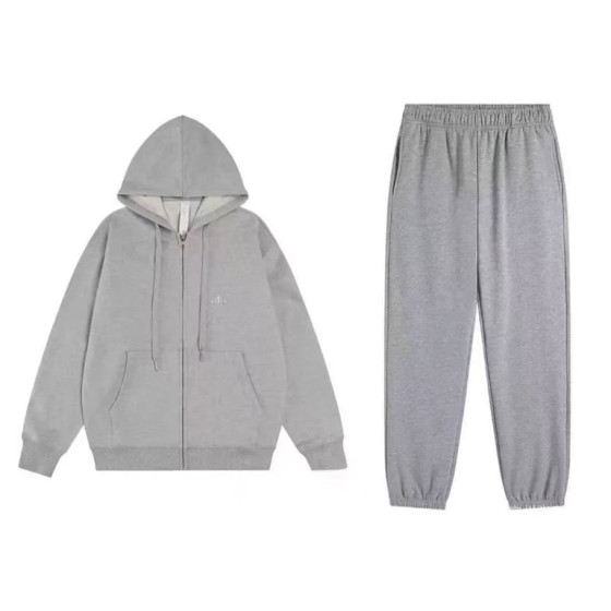ALO Grey Full Zipper Jogger Suit